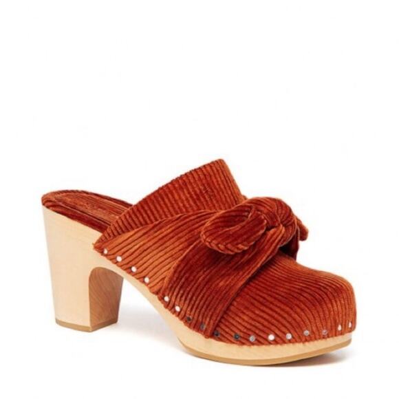 Loeffler Randall Neko Rust Corduroy Stud Clogs Wooden size 6 - Picture 1 of 11